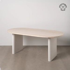 DINING TABLE WHITE MARBLE/WOOD 200 X 100 X 76 CM