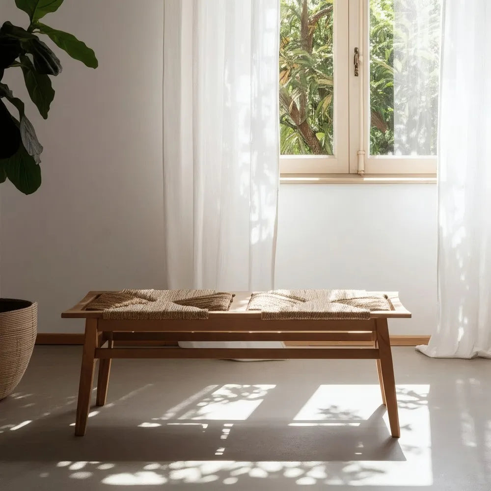 NATURAL WOOD BENCH 110 X 40 X 46 CM