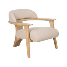 Cargar imagen en el visor de la galería, NATURAL FABRIC-WOOD ARMCHAIR 76 X 73 X 68 CM