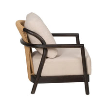Cargar imagen en el visor de la galería, BLACK FABRIC-WOOD ARMCHAIR 70 X 77 X 72 CM