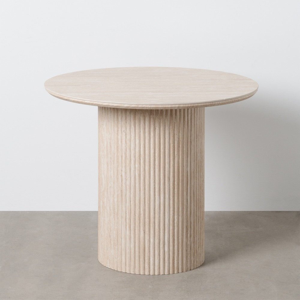 Beige Stone & MDF Dining Table 90x90x76 cm