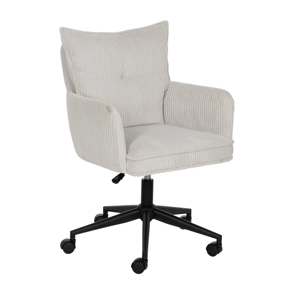 OFF WHITE CORDUROY OFFICE CHAIR 59 X 63 X 89 CM