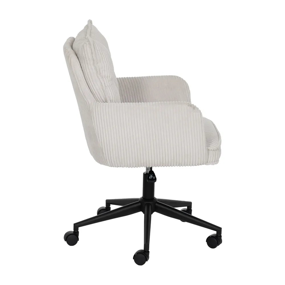 OFF WHITE CORDUROY OFFICE CHAIR 59 X 63 X 89 CM