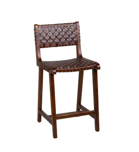 TEAK AND LEATHER BAR CHAIR