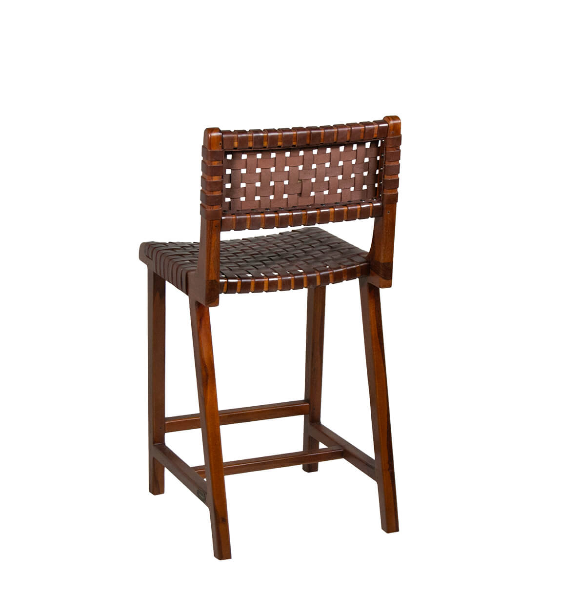 TEAK AND LEATHER BAR CHAIR