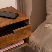 Charger l'image dans la galerie, BED SIDE TABLE FLOATING HONEY MANGO WOOD 40 X 25 X 23 CM