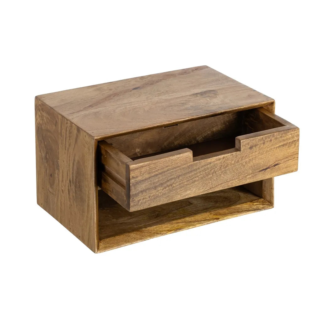 BED SIDE TABLE FLOATING HONEY MANGO WOOD 40 X 25 X 23 CM