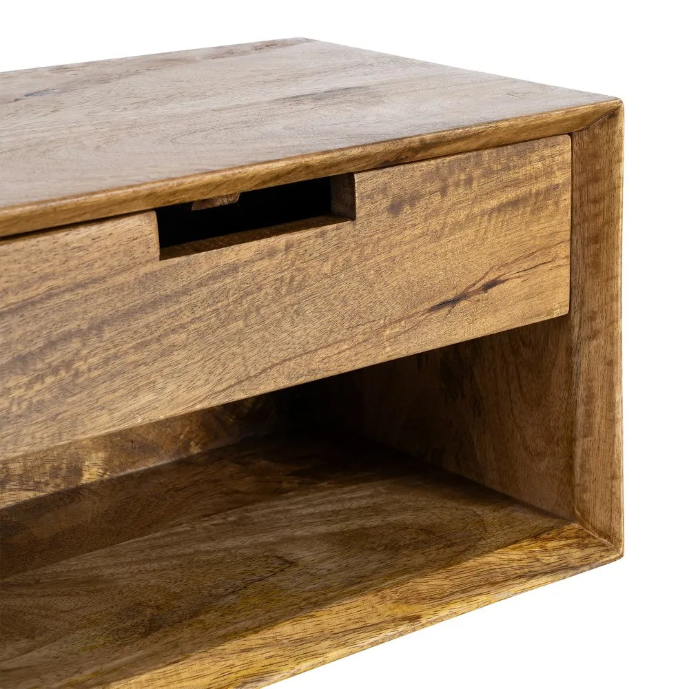 BED SIDE TABLE FLOATING HONEY MANGO WOOD 40 X 25 X 23 CM