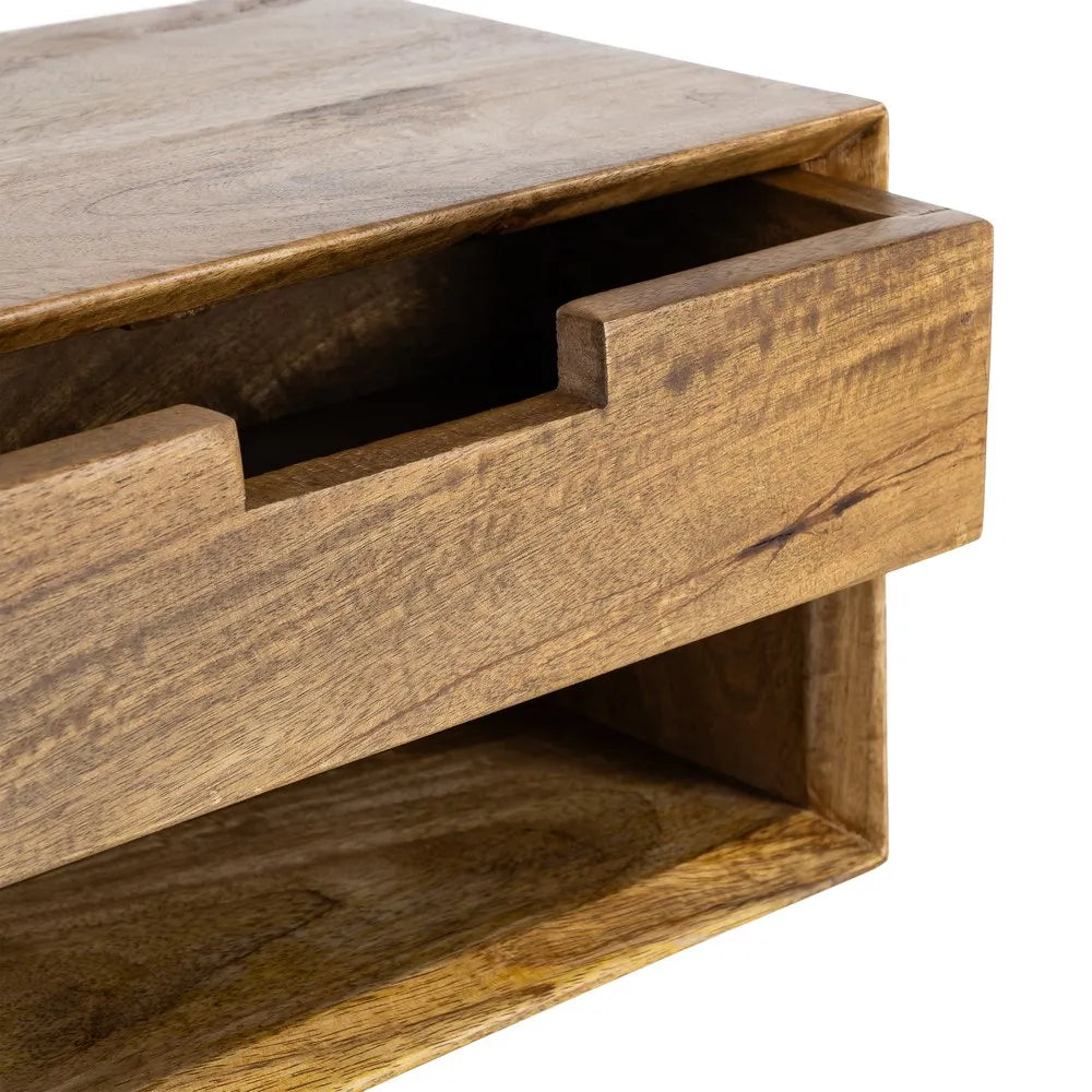 BED SIDE TABLE FLOATING HONEY MANGO WOOD 40 X 25 X 23 CM