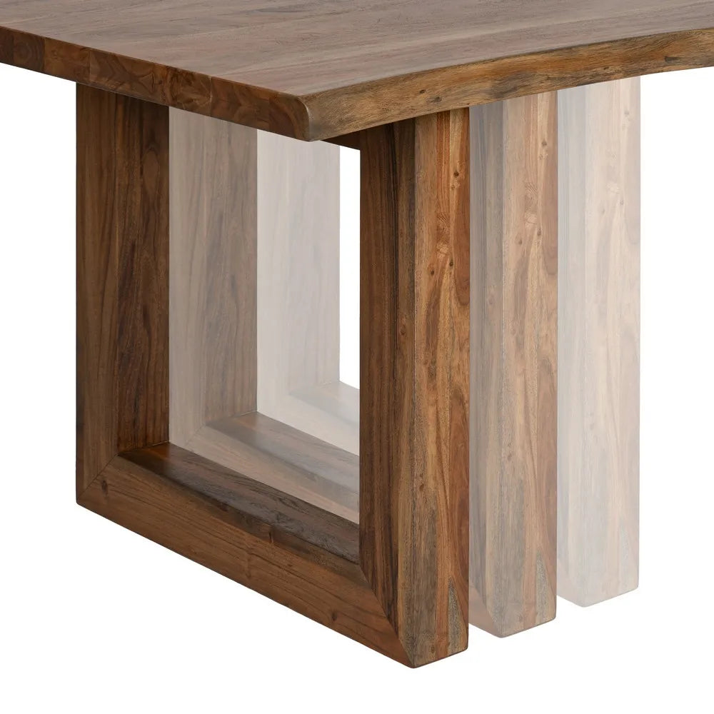 BROWN ACACIA WOOD DINING TABLE 240 X 100 X 76 CM