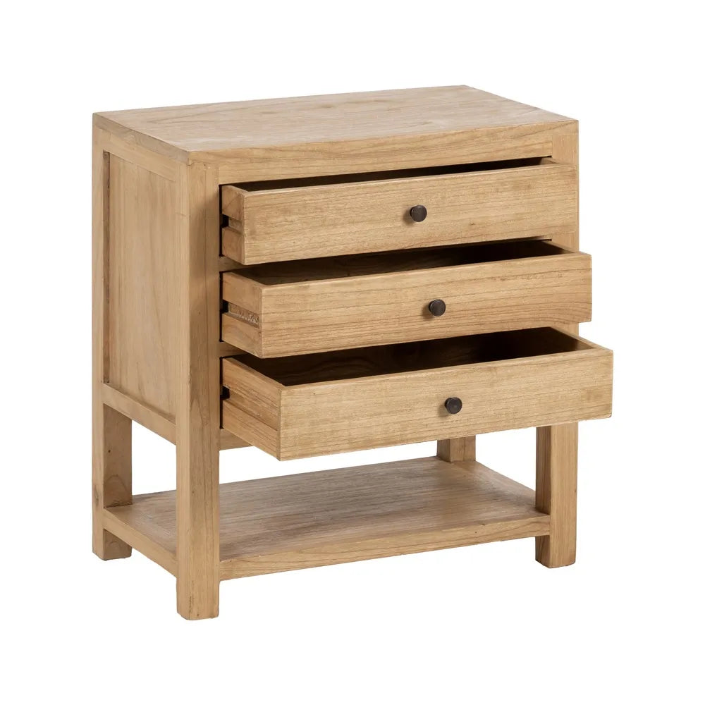 Mindi wood bed side table 60 X 35 X 65 cm