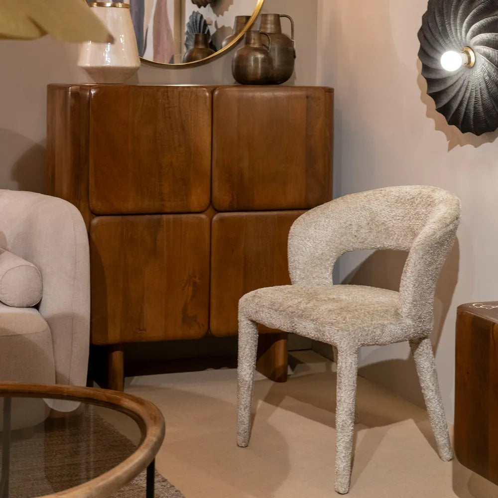 BEIGE FABRIC-METAL CHAIR 55 X 60 X 80 CM