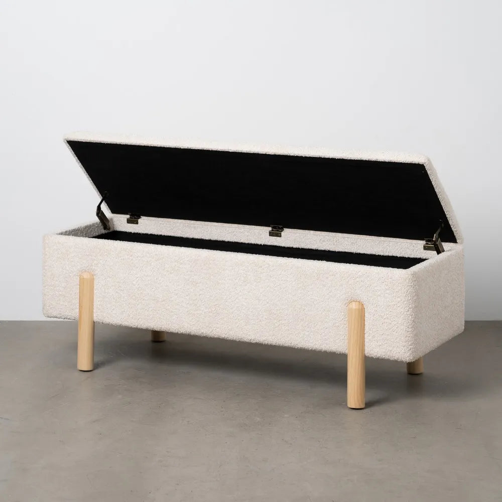 SEAT CHEST CREAM MDF-FABRIC 122 X 42 X 45 CM