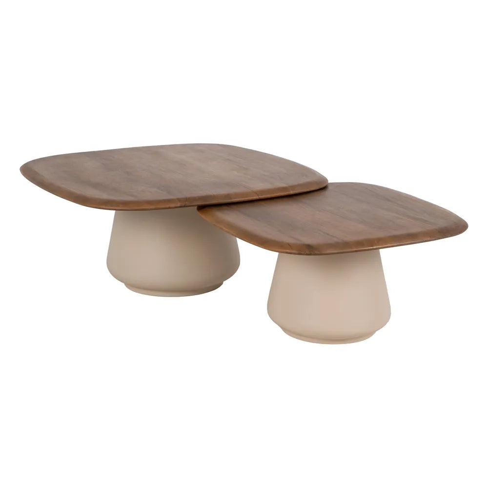S/2 WOOD-METAL LIVING ROOM COFFEE TABLE 90 X 90 X 40 CM