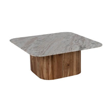 Load image into Gallery viewer, S/2 WOOD-MARBLE LIVING ROOM COFFEE TABLE 100 X 100 X 41 CM
