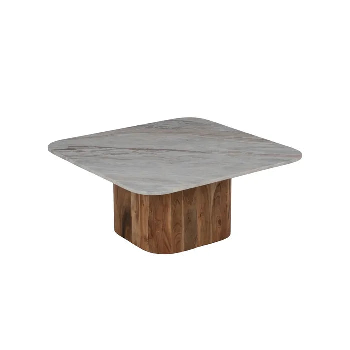 S/2 WOOD-MARBLE LIVING ROOM COFFEE TABLE 100 X 100 X 41 CM