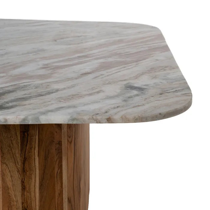 S/2 WOOD-MARBLE LIVING ROOM COFFEE TABLE 100 X 100 X 41 CM