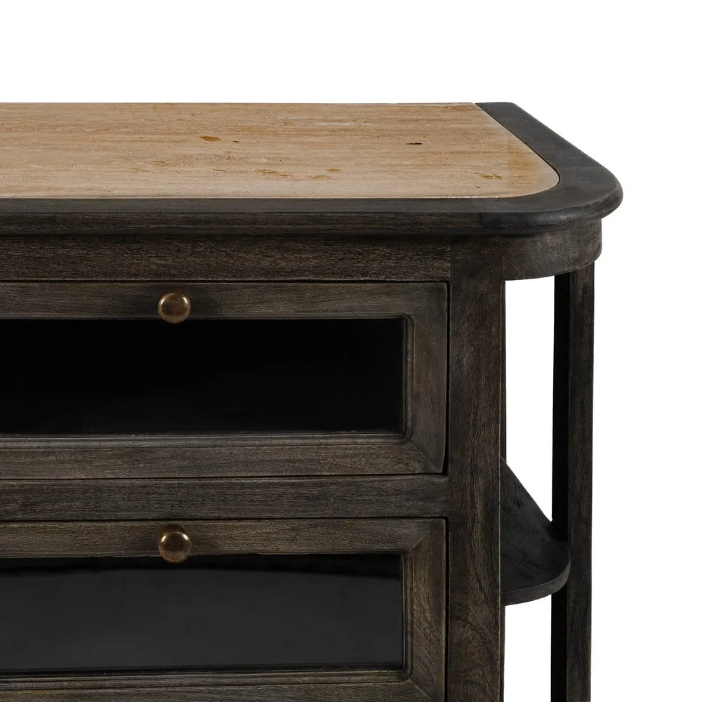 BUFFET MARBLE/WOOD KITCHEN 155 X 51 X 88 CM