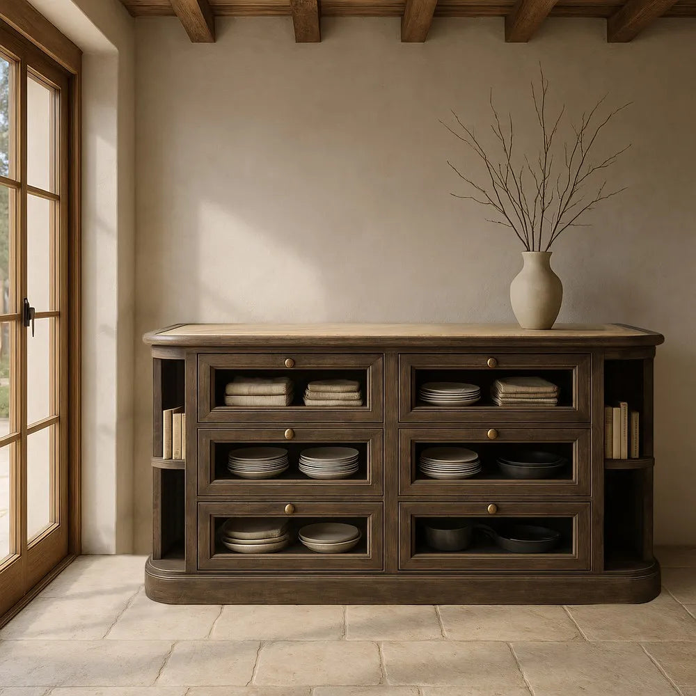 BUFFET MARBLE/WOOD KITCHEN 155 X 51 X 88 CM