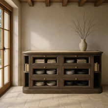 Cargar imagen en el visor de la galería, BUFFET MARBLE/WOOD KITCHEN 155 X 51 X 88 CM