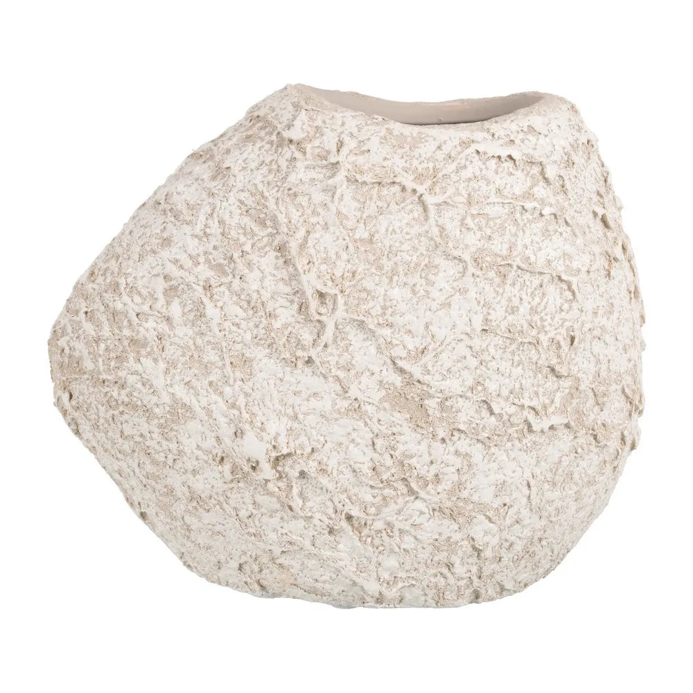 Rustic white ceramic vase, 23 x 12 x 20 cm