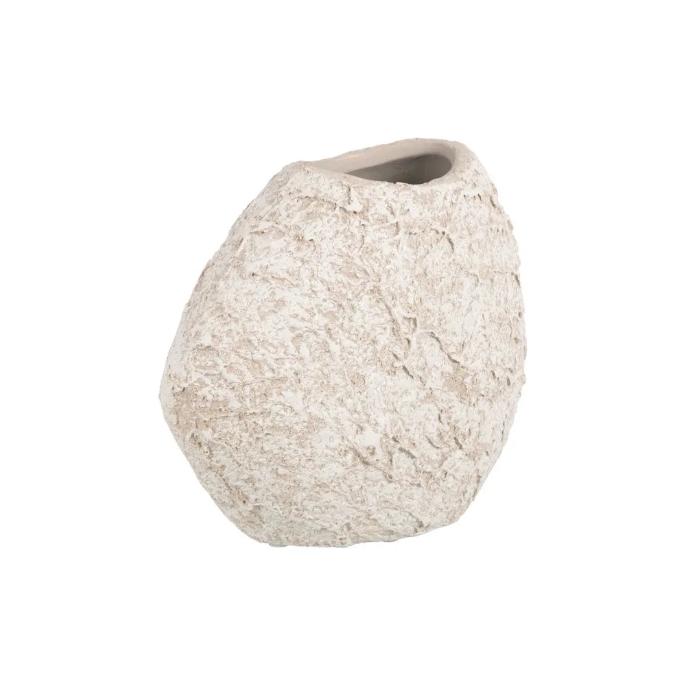 Rustic white ceramic vase, 23 x 12 x 20 cm
