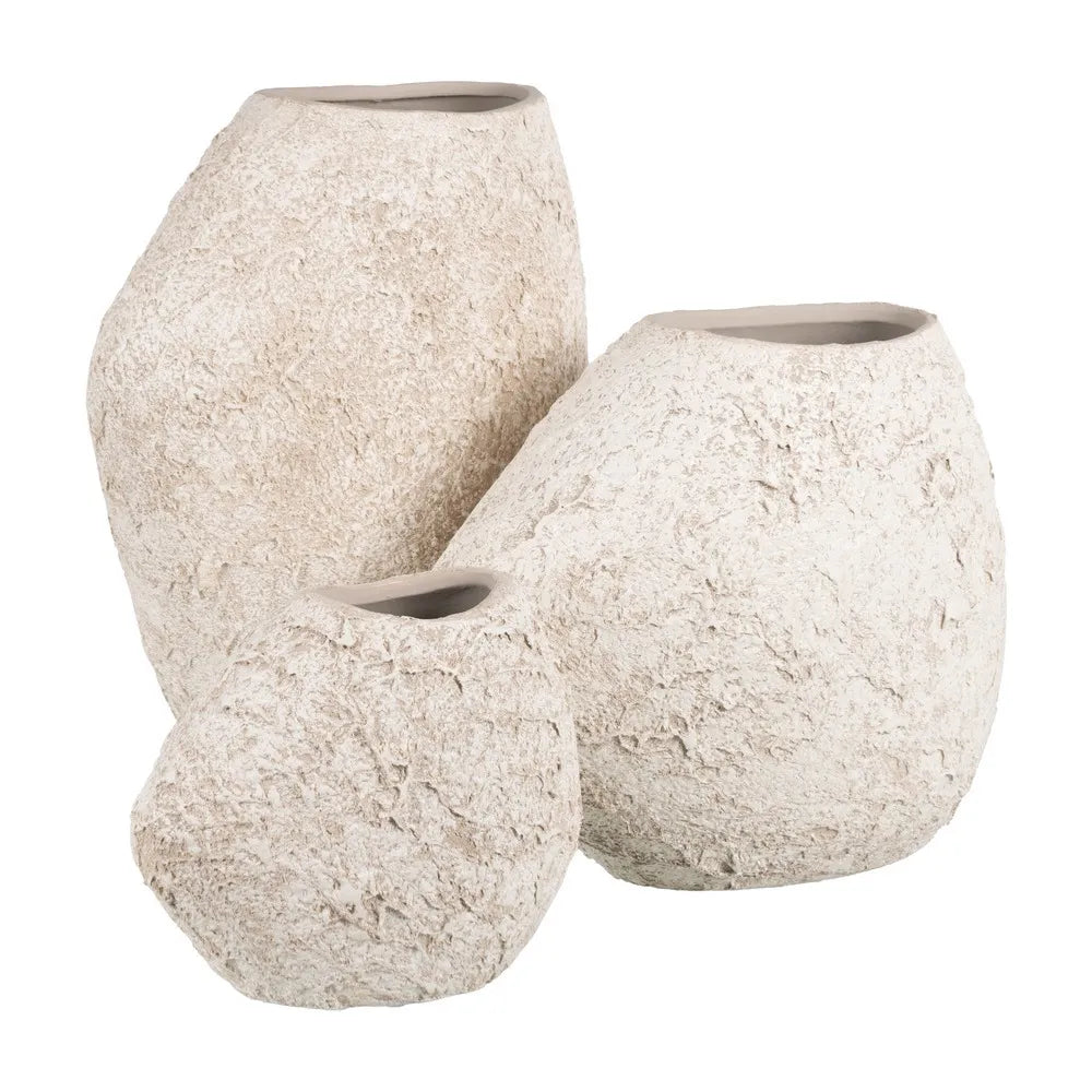 RUSTIC WHITE CERAMIC VASE 32 X 15 X 30 CM