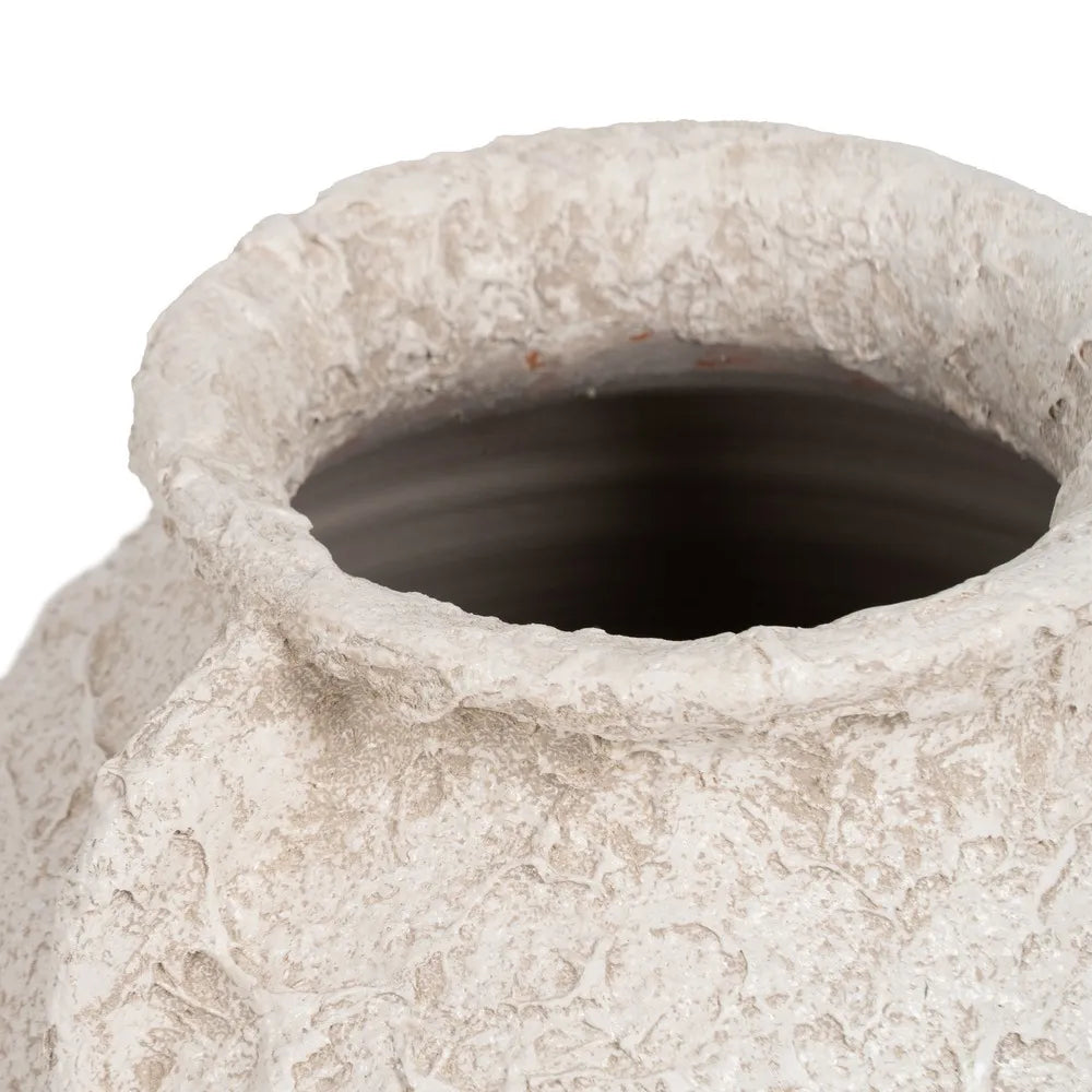 RUSTIC WHITE CERAMIC JAR 39 X 39 X 40 CM