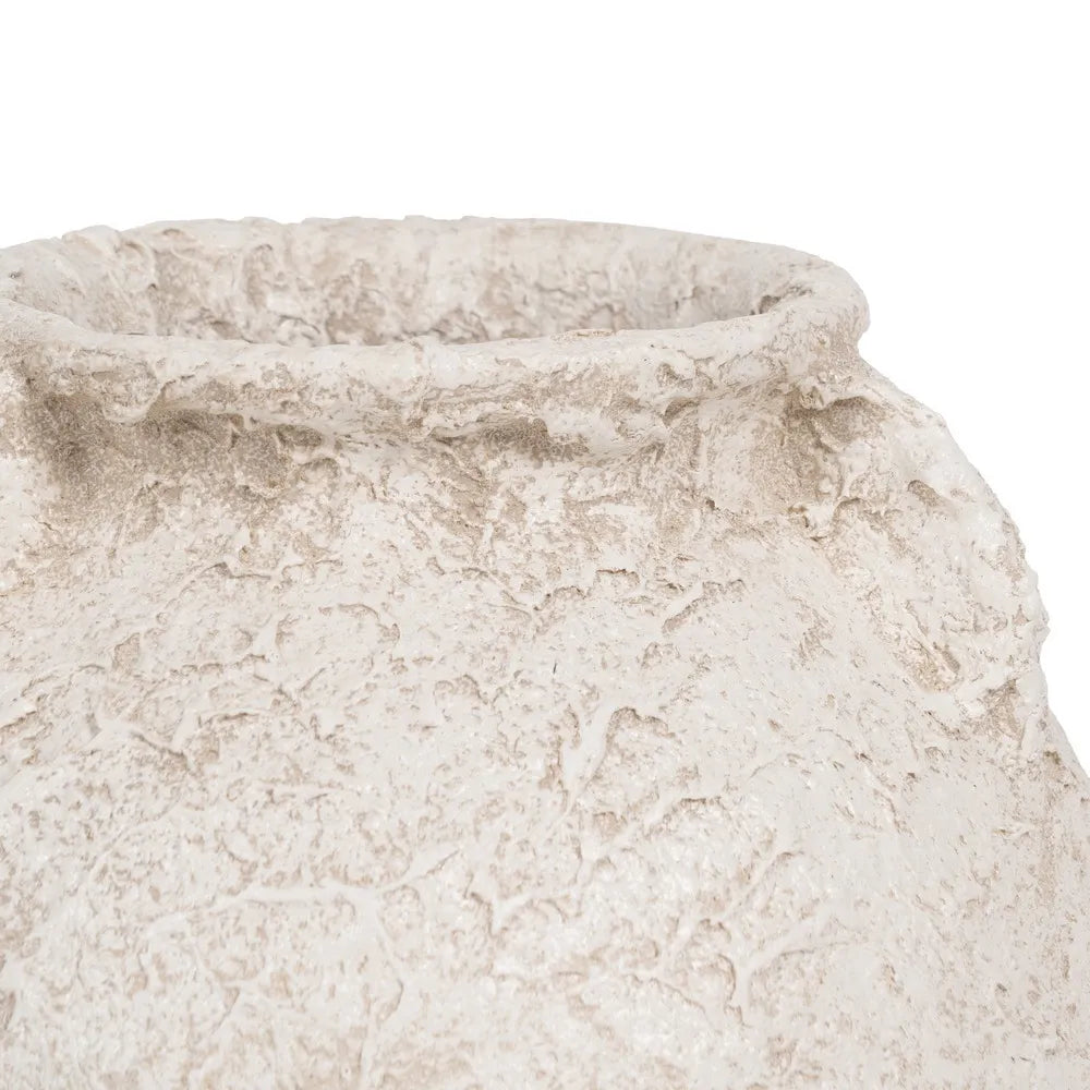 RUSTIC WHITE CERAMIC JAR 39 X 39 X 40 CM