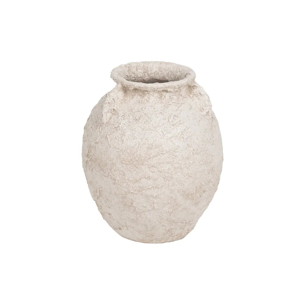 RUSTIC WHITE CERAMIC JAR 39 X 39 X 40 CM