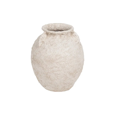 RUSTIC WHITE CERAMIC JAR 39 X 39 X 40 CM