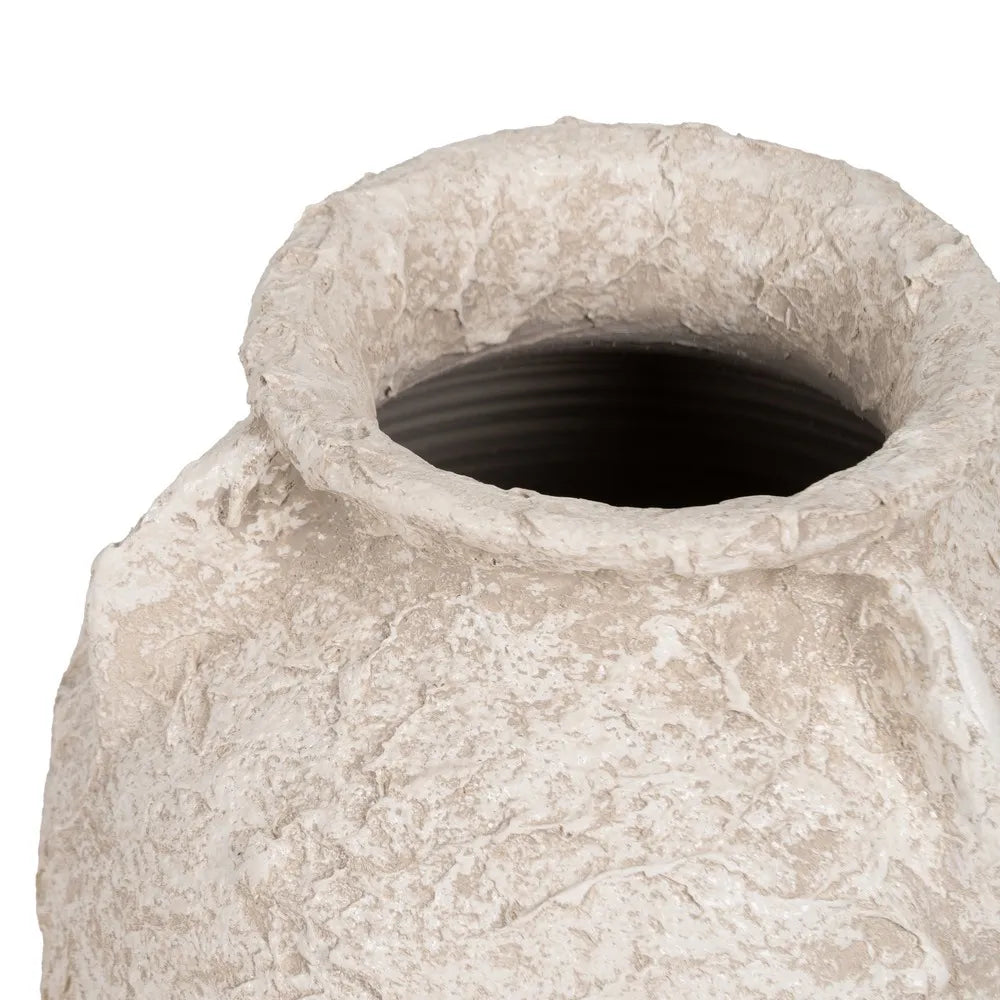 RUSTIC WHITE CERAMIC JAR 26 X 26 X 60 CM