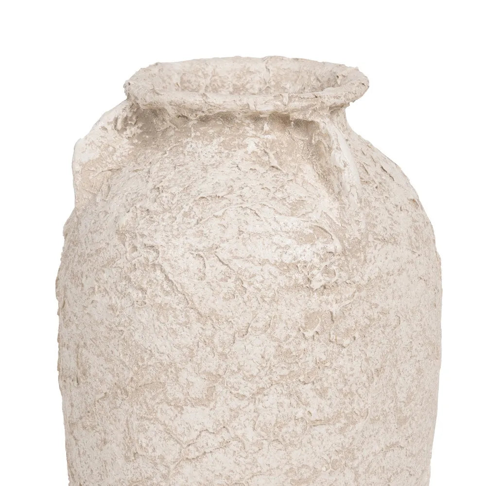 RUSTIC WHITE CERAMIC JAR 26 X 26 X 60 CM