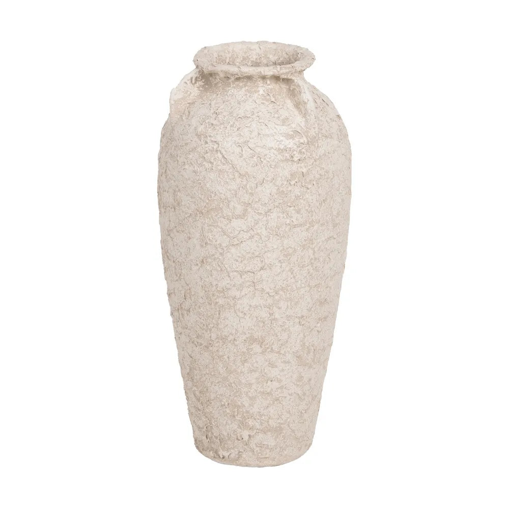 RUSTIC WHITE CERAMIC JAR 26 X 26 X 60 CM