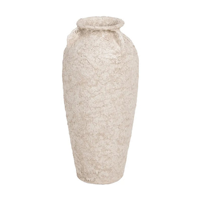 RUSTIC WHITE CERAMIC JAR 26 X 26 X 60 CM