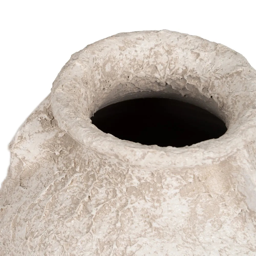 RUSTIC WHITE CERAMIC JAR 30 X 30 X 80 CM