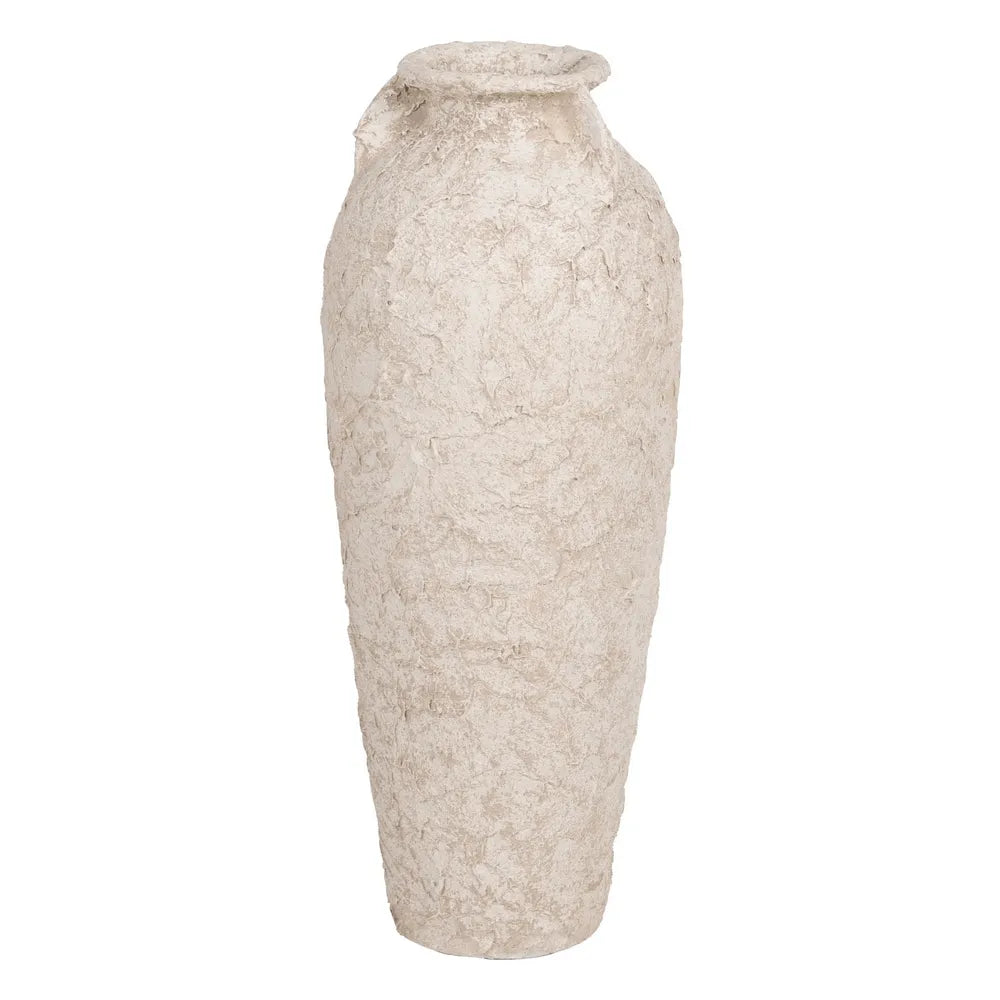 RUSTIC WHITE CERAMIC JAR 30 X 30 X 80 CM