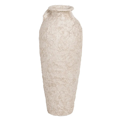 RUSTIC WHITE CERAMIC JAR 30 X 30 X 80 CM