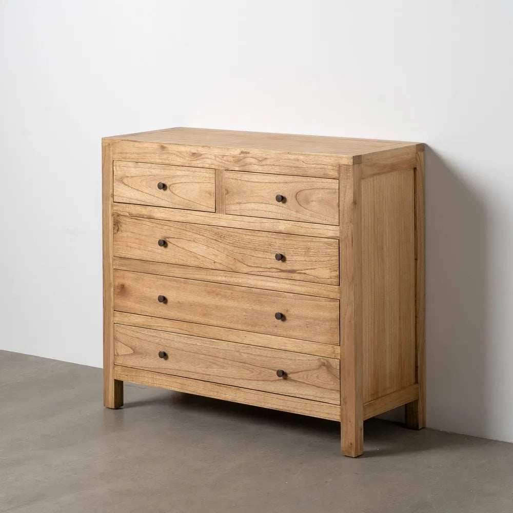 NATURAL MINDI WOOD CHEST OF DRAWERS 100 X 40 X 90 CM