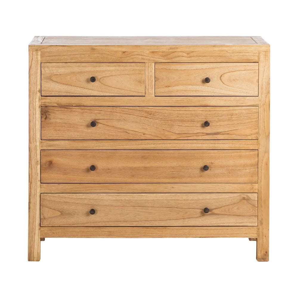 NATURAL MINDI WOOD CHEST OF DRAWERS 100 X 40 X 90 CM