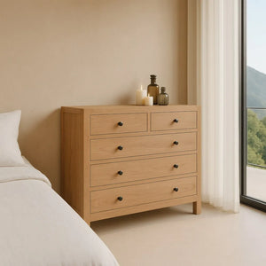 NATURAL MINDI WOOD CHEST OF DRAWERS 100 X 40 X 90 CM