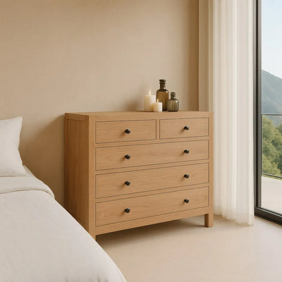 NATURAL MINDI WOOD CHEST OF DRAWERS 100 X 40 X 90 CM