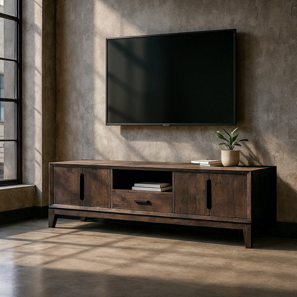 Brown Mango Wood TV Unit 200x40x55 cm