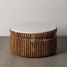 Charger l&#39;image dans la galerie, WOOD-MARBLE LIVING ROOM COFFEE TABLE 80 X 80 X 42 CM