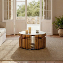 Load image into Gallery viewer, WOOD-MARBLE LIVING ROOM COFFEE TABLE 80 X 80 X 42 CM