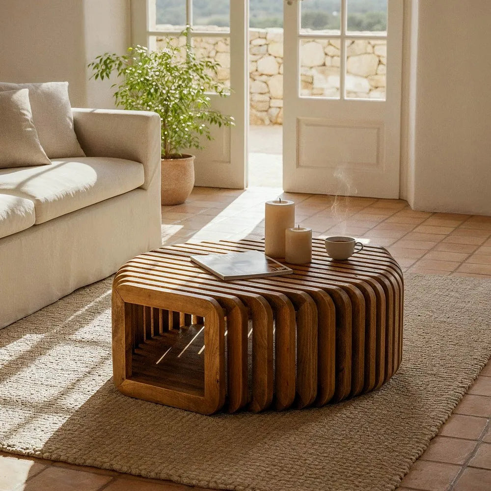MANGO WOOD COFFEE TABLE 84 X 85 X 32 CM