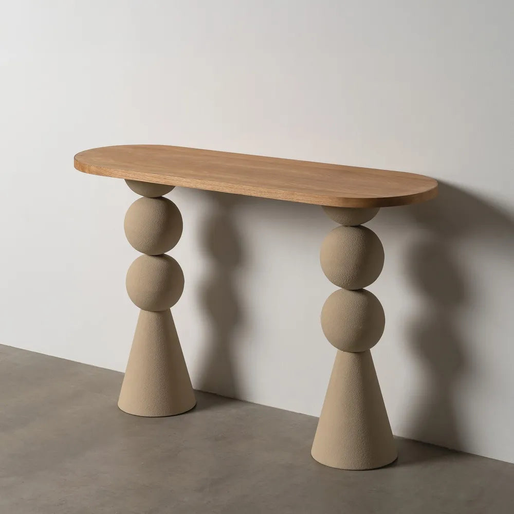 NATURAL CONSOLE-WHITE DM-METAL 120 X 40 X 76.50 CM