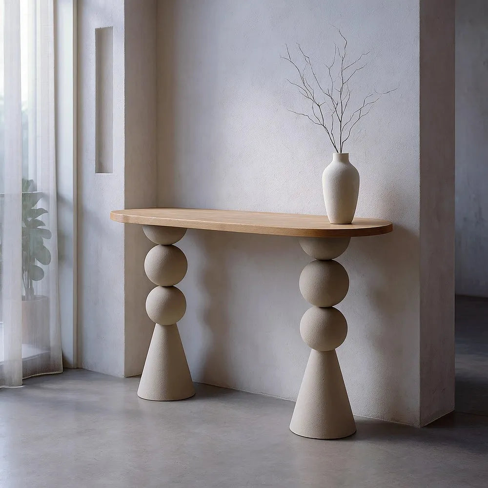 NATURAL CONSOLE-WHITE DM-METAL 120 X 40 X 76.50 CM