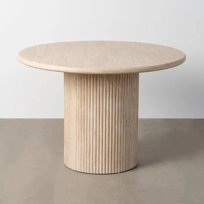 BEIGE STONE DINING TABLE DM 110 X 110 X 76 CM