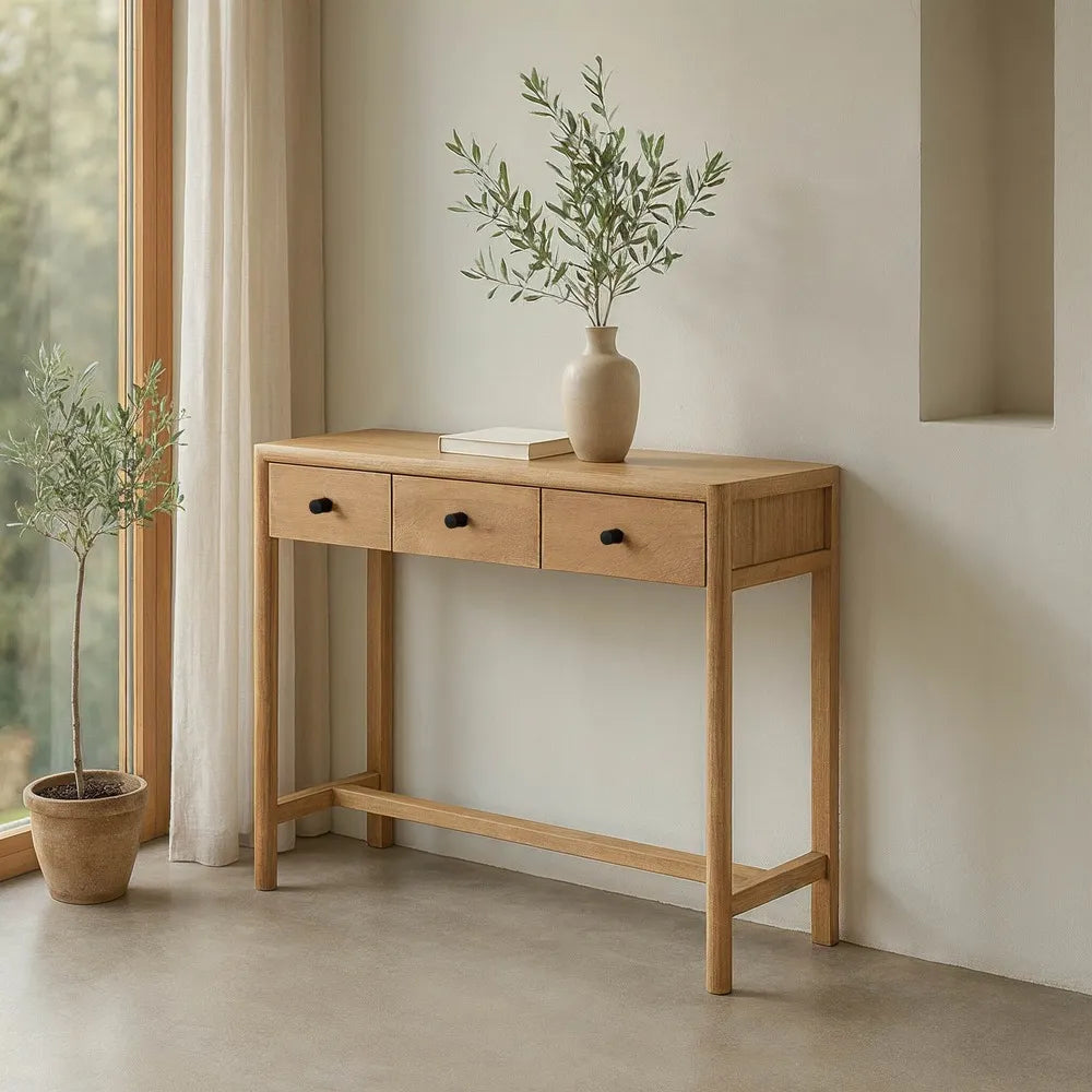 NATURAL MANGO WOOD ENTRANCE CONSOLE 90 X 30 X 80 CM